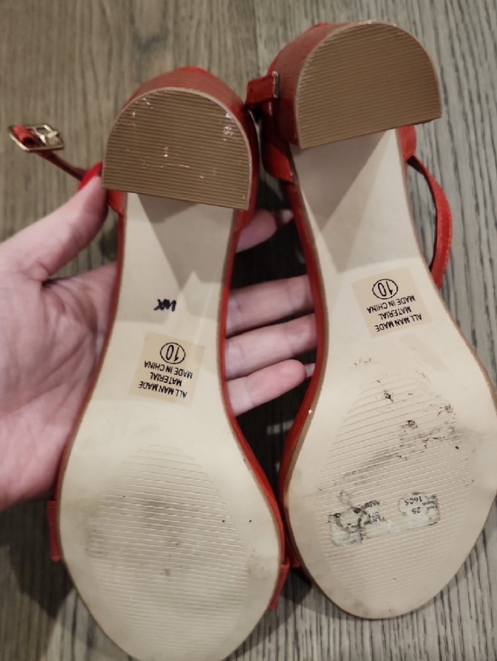 Delicious Red Croc-Embossed Block Heel Sandals - Picture 8 of 8